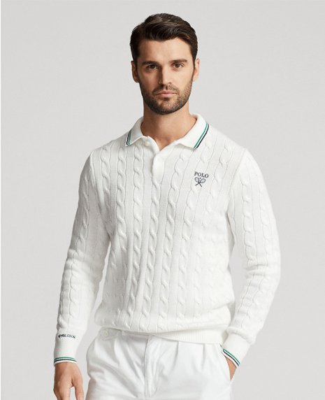 Polo Ralph Lauren Men's Cotton Polo-Collar Sweater - White